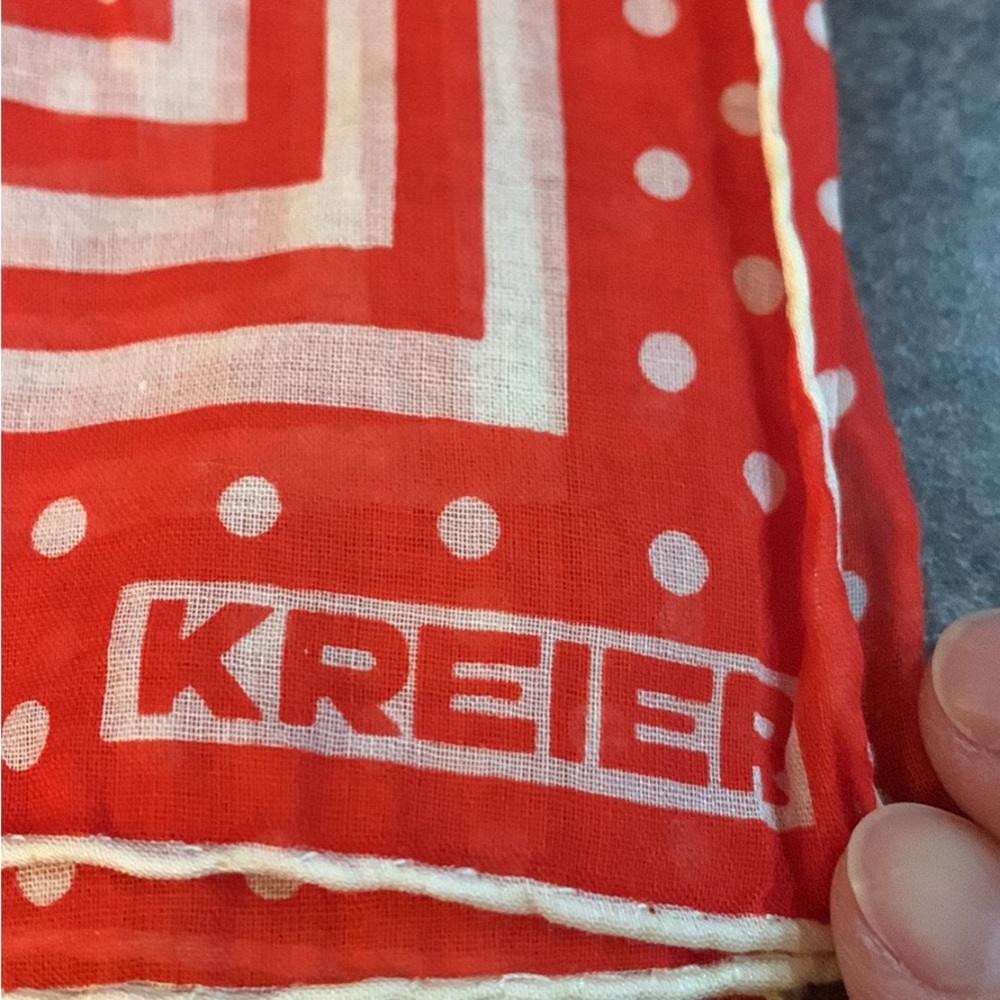 Vintage Kreier Red and White Silk Polka Dot Scarf